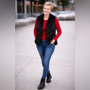 89th & Madison,Faux Fur Vest, Size XXL. Color Black Soot Boho Rock&Roll …